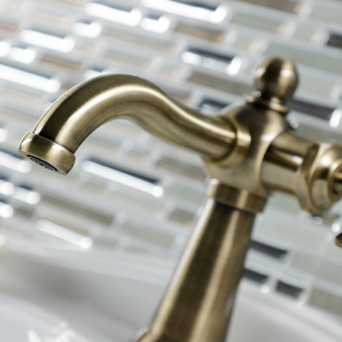 Kingston Heirloom KS3543NX - Hamilton One-Handle 1-Hole Bathroom Faucet with Push Pop-Up Drain, Antique Brass