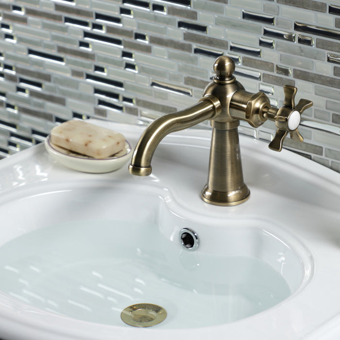 Kingston Heirloom KS3543NX - Hamilton One-Handle 1-Hole Bathroom Faucet with Push Pop-Up Drain, Antique Brass