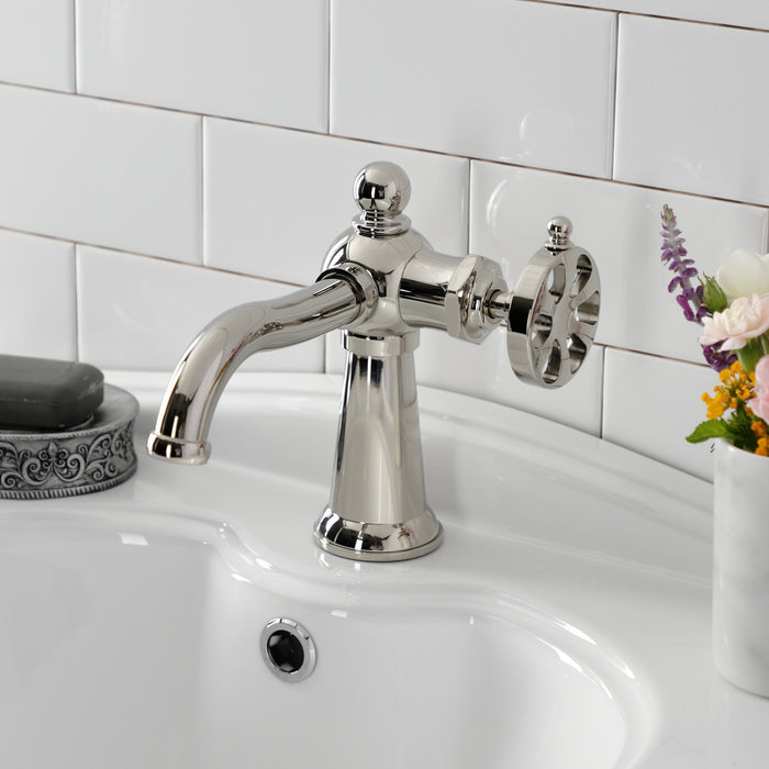 Belknap KS3546RX Single-Handle 1-Hole Deck Mount Bathroom Faucet with Push Pop-Up, Polished Nickel