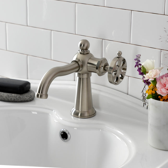 Belknap KS3548RX Single-Handle 1-Hole Deck Mount Bathroom Faucet with Push Pop-Up, Brushed Nickel