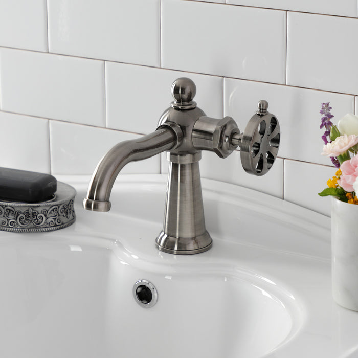 Belknap KS354RXVN Single-Handle 1-Hole Deck Mount Bathroom Faucet with Push Pop-Up, Black Stainless