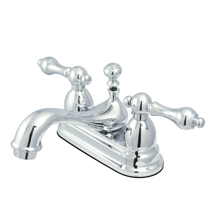 Restoration KS3601AL Two-Handle 3-Hole Deck Mount 4" Centerset Bathroom Faucet with Brass Pop-Up, Polished Chrome