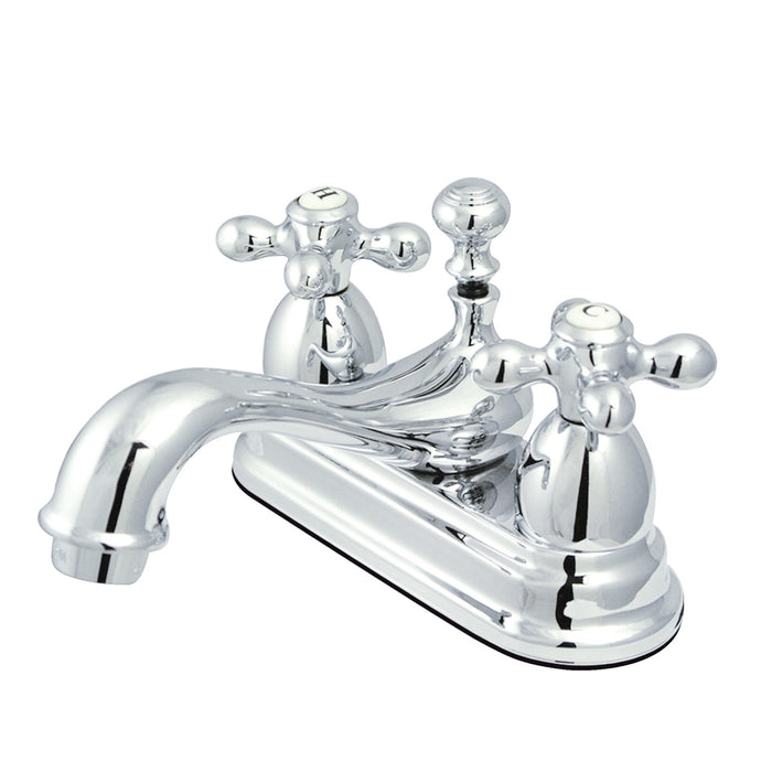 Restoration KS3601AX Two-Handle 3-Hole Deck Mount 4" Centerset Bathroom Faucet with Brass Pop-Up, Polished Chrome