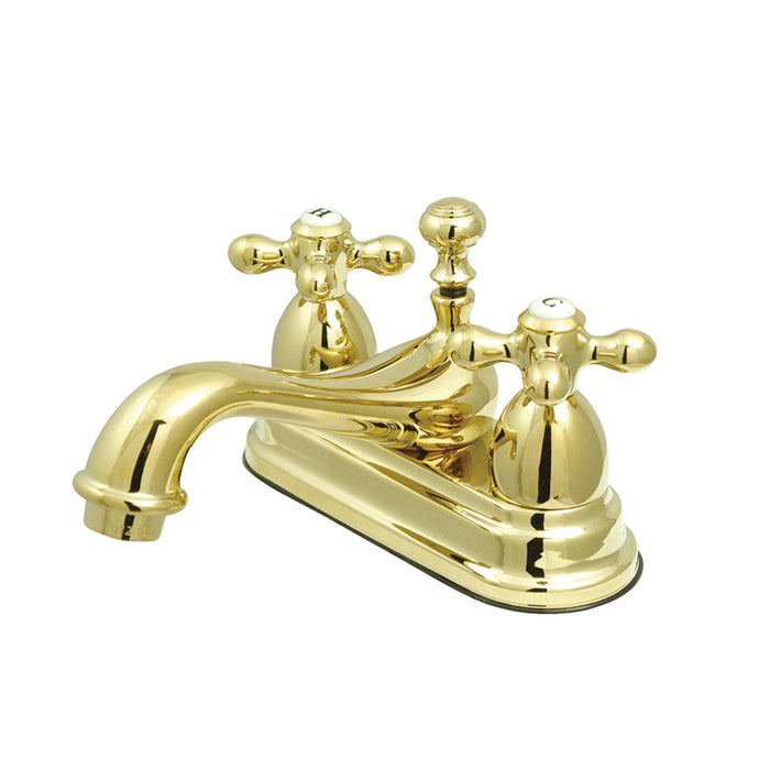 Restoration KS3602AX Two-Handle 3-Hole Deck Mount 4" Centerset Bathroom Faucet with Brass Pop-Up, Polished Brass