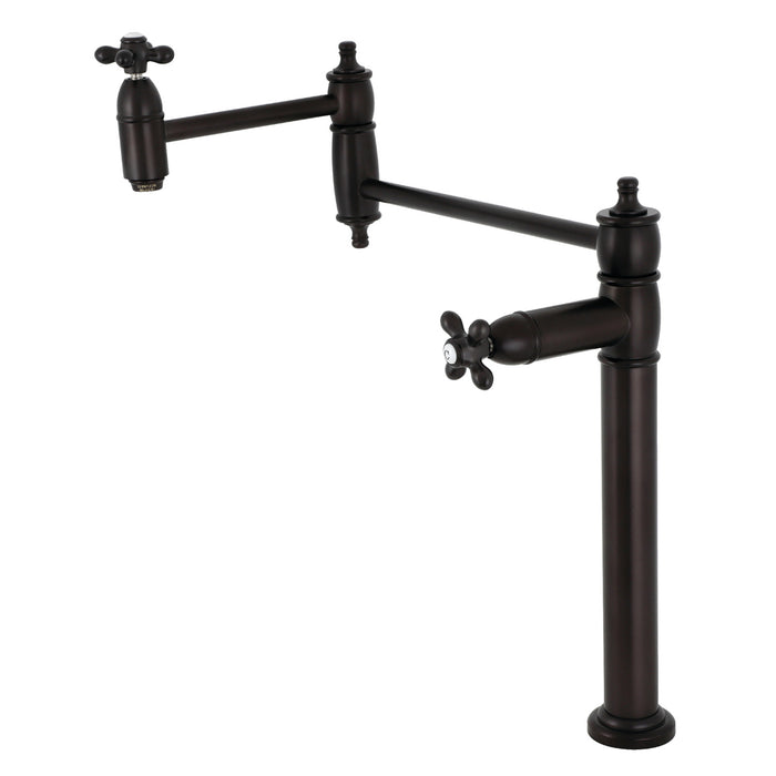 Kingston Heirloom KS3705AX - Restoration Two-Handle 1-Hole Deck Mount Pot Filler Faucet, Oil Rubbed Bronze