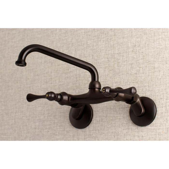 Kingston KS373ORB Two-Handle 2-Hole Wall Mount Laundry Faucet, Oil Rubbed Bronze