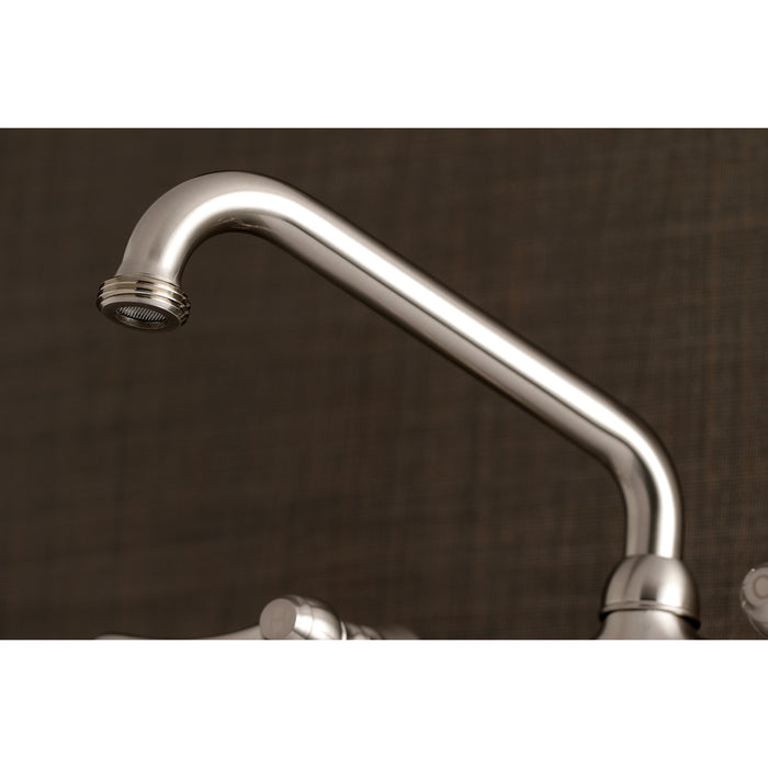 Kingston Heirloom KS373SN - Kingston Double-Handle 2-Hole Wall Mount Laundry Faucet, Brushed Nickel
