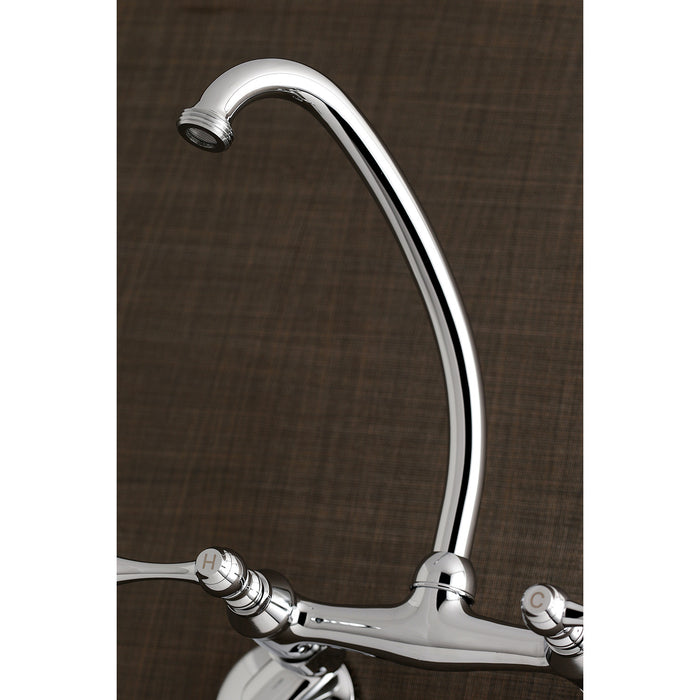 Kingston Tulare KS374C - Kingston Double-Handle 2-Hole Wall Mount Laundry Faucet, Polished Chrome