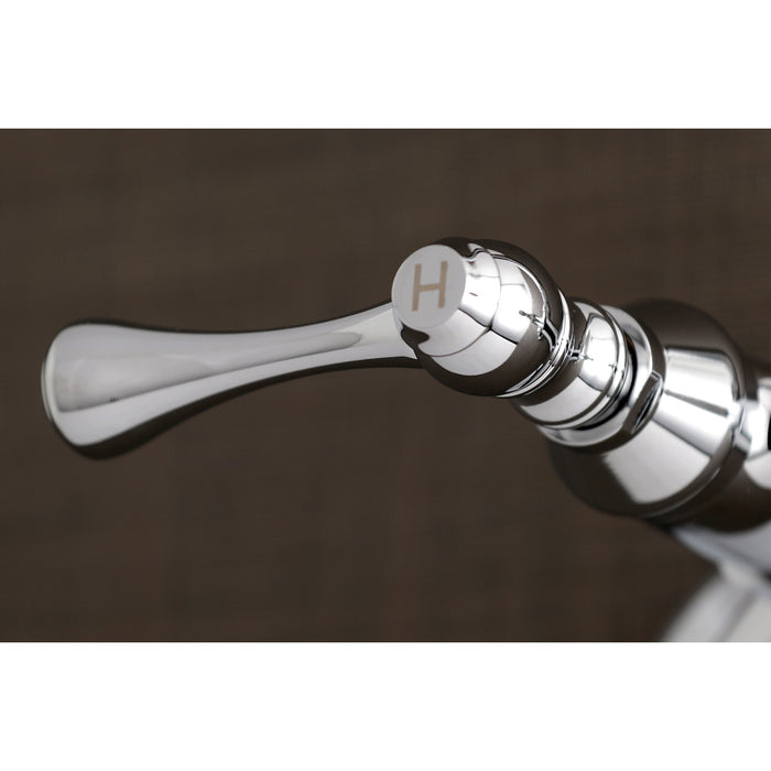 Kingston Tulare KS374C - Kingston Double-Handle 2-Hole Wall Mount Laundry Faucet, Polished Chrome