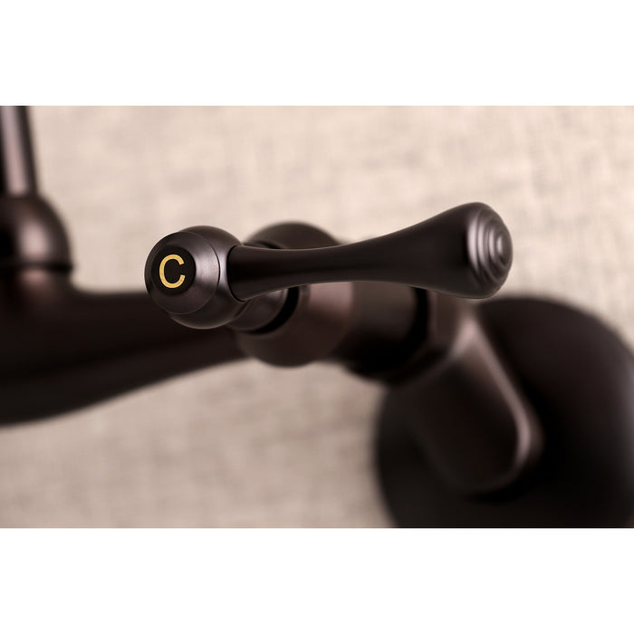 Kingston KS374ORB Double-Handle 2-Hole Wall Mount Laundry Faucet, Oil Rubbed Bronze