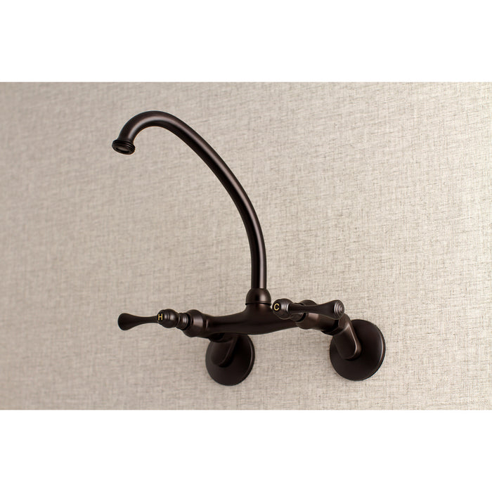 Kingston KS374ORB Two-Handle 2-Hole Wall Mount Laundry Faucet, Oil Rubbed Bronze