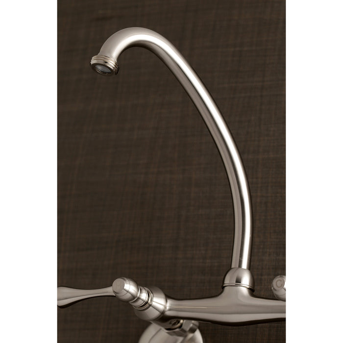 Kingston KS374SN Two-Handle 2-Hole Wall Mount Laundry Faucet, Brushed Nickel