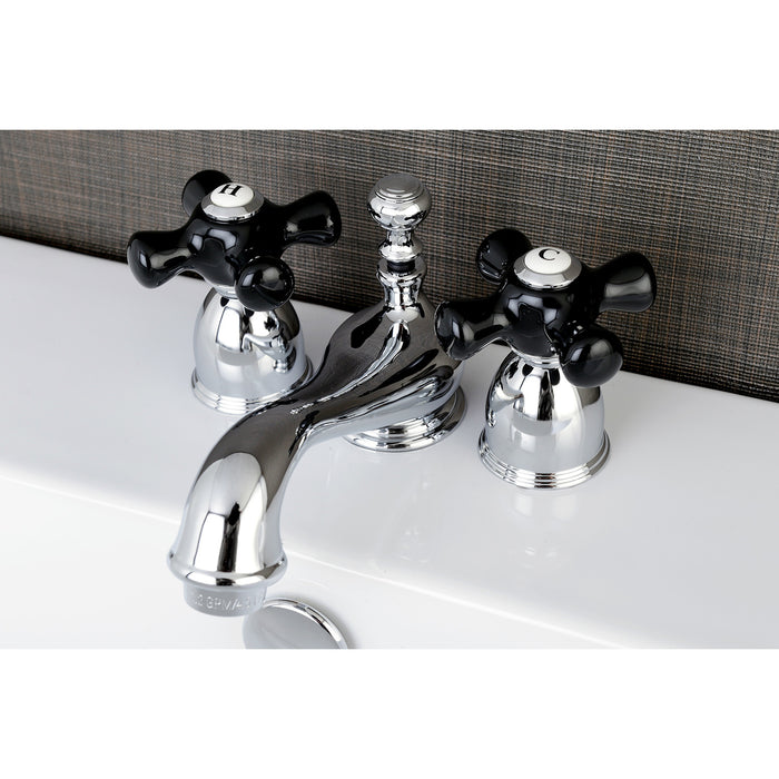 Duchess KS3951PKX Two-Handle 3-Hole Deck Mount Mini-Widespread Bathroom Faucet with Brass Pop-Up, Polished Chrome