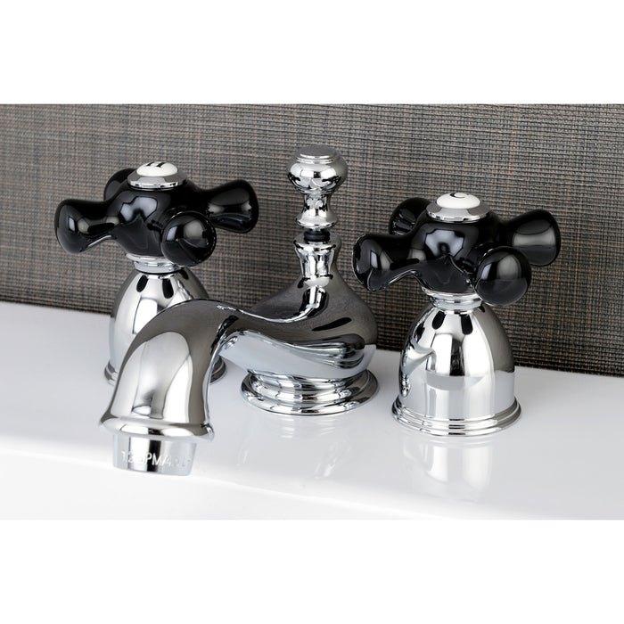 Duchess KS3951PKX Two-Handle 3-Hole Deck Mount Mini-Widespread Bathroom Faucet with Brass Pop-Up, Polished Chrome