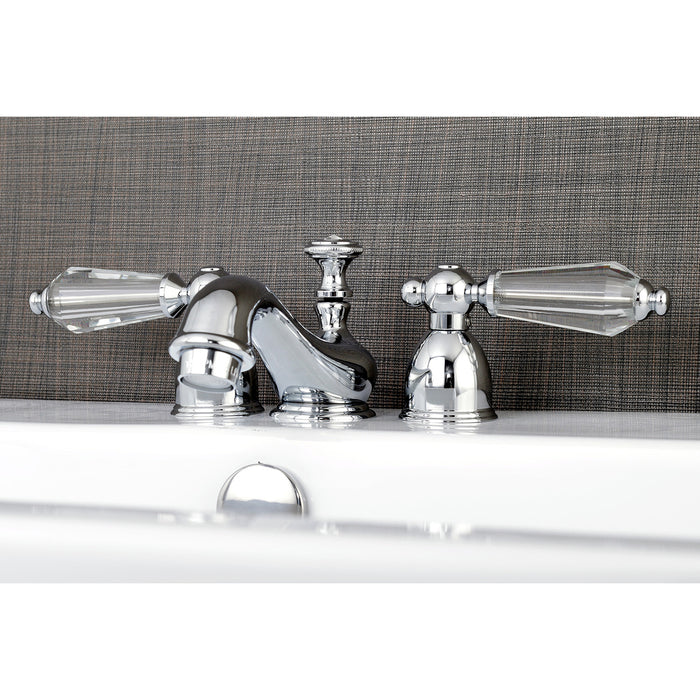 Wilshire KS3951WLL Two-Handle 3-Hole Deck Mount Mini-Widespread Bathroom Faucet with Brass Pop-Up, Polished Chrome