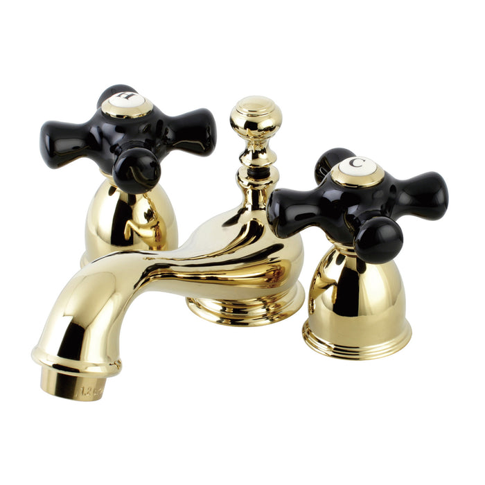 Duchess KS3952PKX Two-Handle 3-Hole Deck Mount Mini-Widespread Bathroom Faucet with Brass Pop-Up, Polished Brass