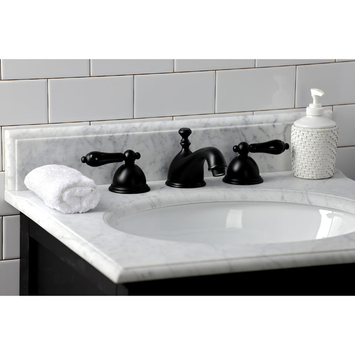 Duchess KS3960PKL Two-Handle 3-Hole Deck Mount Widespread Bathroom Faucet with Brass Pop-Up, Matte Black