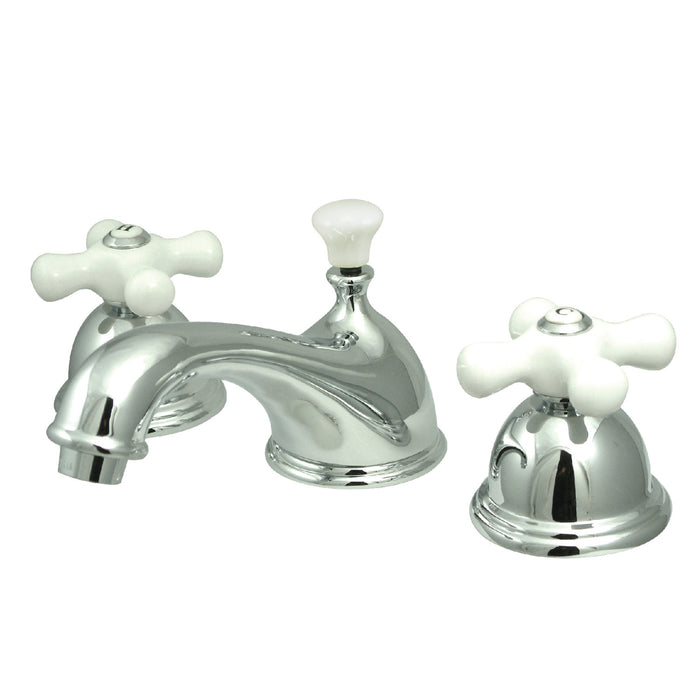 Restoration KS3961PX Two-Handle 3-Hole Deck Mount Widespread Bathroom Faucet with Brass Pop-Up, Polished Chrome