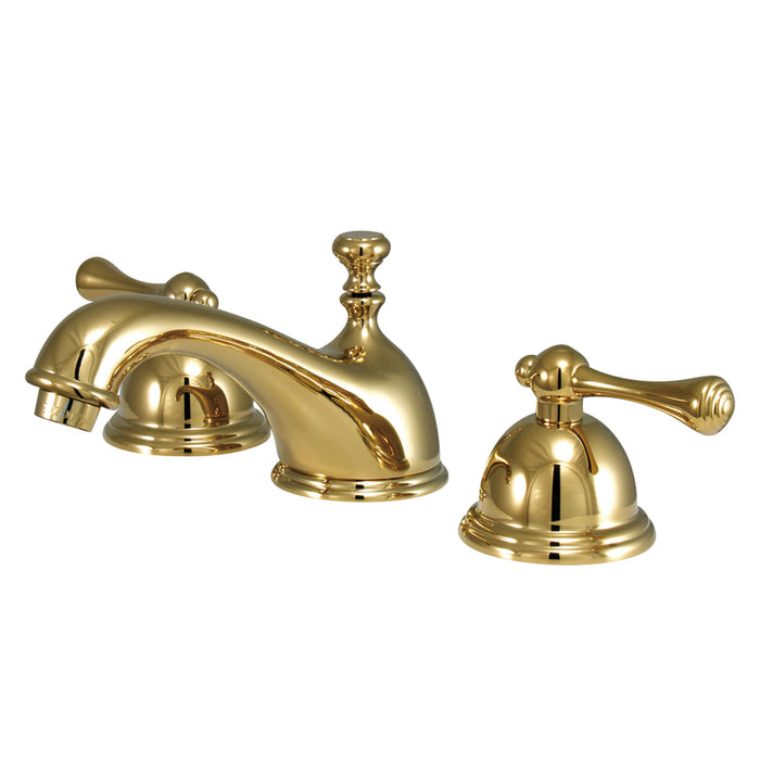 Vintage KS3962BL Two-Handle 3-Hole Deck Mount Widespread Bathroom Faucet with Brass Pop-Up, Polished Brass