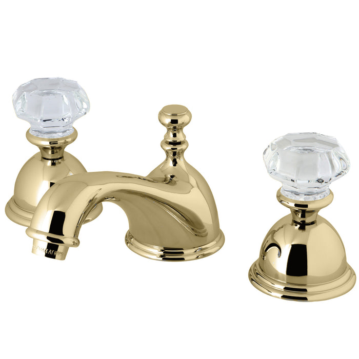 Celebrity KS3962WCL Two-Handle 3-Hole Deck Mount Widespread Bathroom Faucet with Brass Pop-Up, Polished Brass