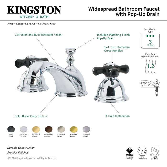 Duchess KS3965PKX Two-Handle 3-Hole Deck Mount Widespread Bathroom Faucet with Brass Pop-Up, Oil Rubbed Bronze