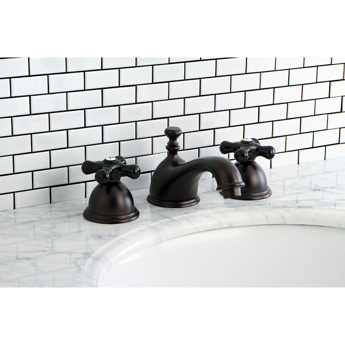 Kingston Heirloom KS3965PKX - Duchess Two-Handle 3-Hole Deck Mount Widespread Bathroom Faucet with Brass Pop-Up, Oil Rubbed Bronze