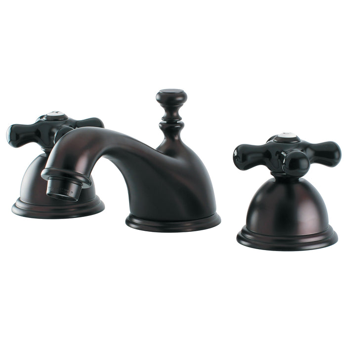 Kingston Heirloom KS3965PKX - Duchess Two-Handle 3-Hole Deck Mount Widespread Bathroom Faucet with Brass Pop-Up, Oil Rubbed Bronze