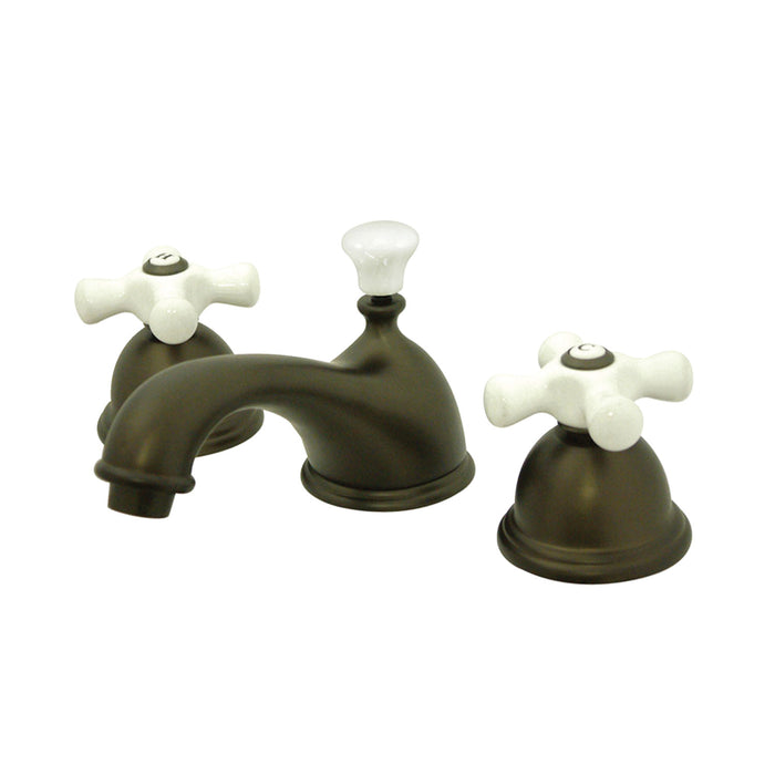 Restoration KS3965PX Two-Handle 3-Hole Deck Mount Widespread Bathroom Faucet with Brass Pop-Up, Oil Rubbed Bronze