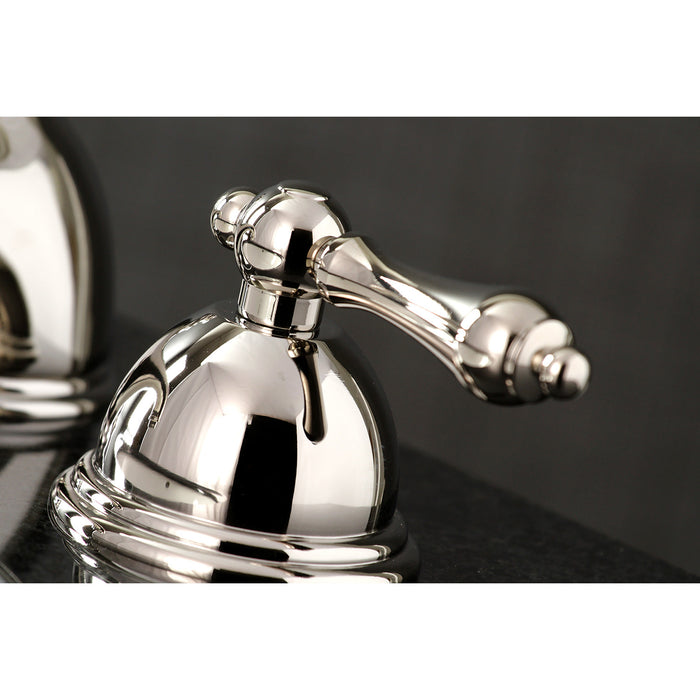 Restoration KS3966AL Two-Handle 3-Hole Deck Mount Widespread Bathroom Faucet with Brass Pop-Up, Polished Nickel