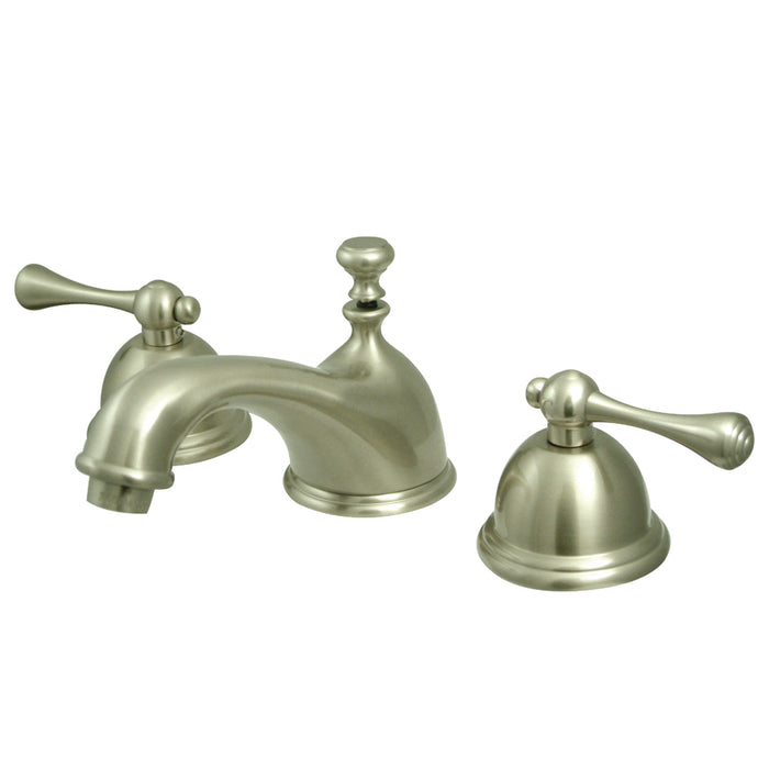 Vintage KS3968BL Two-Handle 3-Hole Deck Mount Widespread Bathroom Faucet with Brass Pop-Up, Brushed Nickel