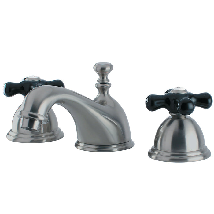 Duchess KS3968PKX Two-Handle 3-Hole Deck Mount Widespread Bathroom Faucet with Brass Pop-Up, Brushed Nickel