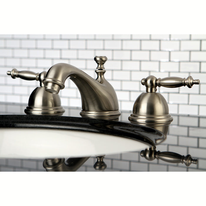 Templeton KS3968TL Two-Handle 3-Hole Deck Mount Widespread Bathroom Faucet with Brass Pop-Up, Brushed Nickel