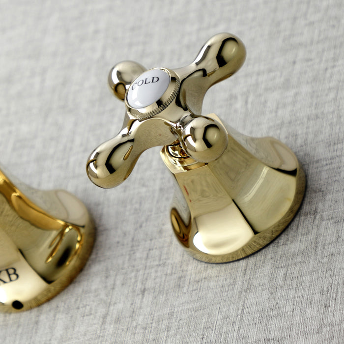 Kingston Tulare KS4022AX - Metropolitan Two-Handle 3-Hole Wall Mount Roman Tub Faucet, Polished Brass