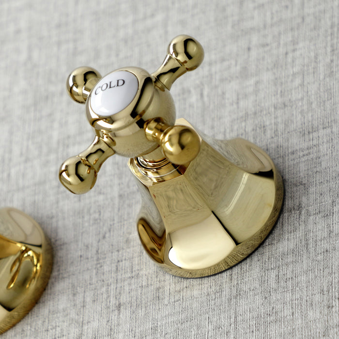 Kingston Tulare KS4022BX - Metropolitan Two-Handle 3-Hole Wall Mount Roman Tub Faucet, Polished Brass