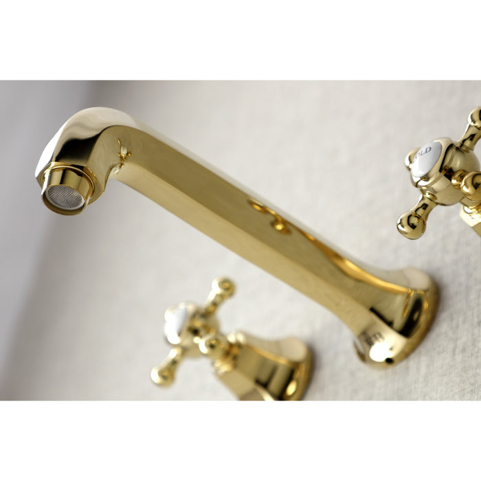 Kingston Tulare KS4022BX - Metropolitan Two-Handle 3-Hole Wall Mount Roman Tub Faucet, Polished Brass