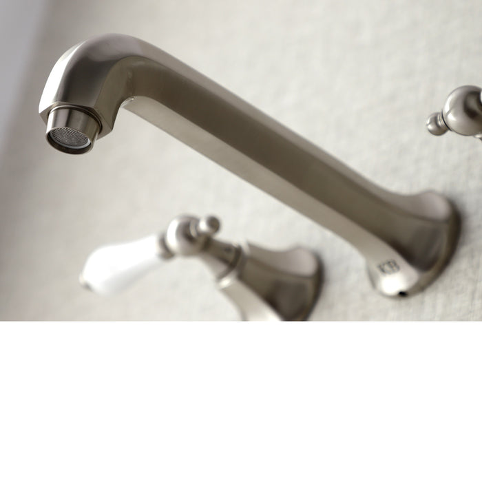 Kingston Tulare KS4028PL - Metropolitan Two-Handle 3-Hole Wall Mount Roman Tub Faucet, Brushed Nickel