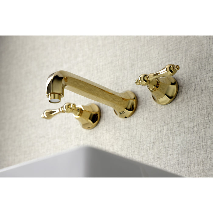 Metropolitan KS4122AL Two-Handle 3-Hole Wall Mount Bathroom Faucet, Polished Brass