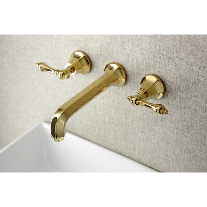 Metropolitan KS4122AL Two-Handle 3-Hole Wall Mount Bathroom Faucet, Polished Brass