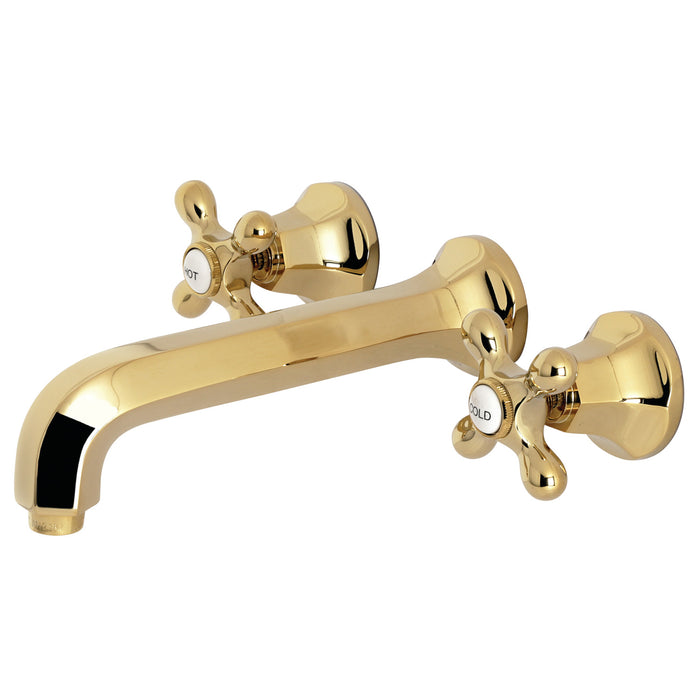 Kingston Tulare KS4122AX - Metropolitan Double-Handle 3-Hole Wall Mount Bathroom Faucet, Polished Brass