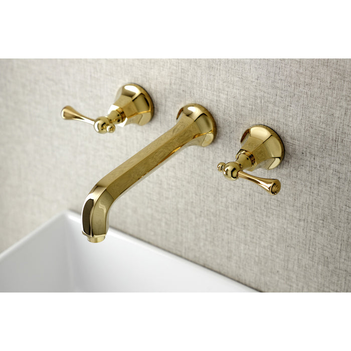 Metropolitan KS4122BL Two-Handle 3-Hole Wall Mount Bathroom Faucet, Polished Brass