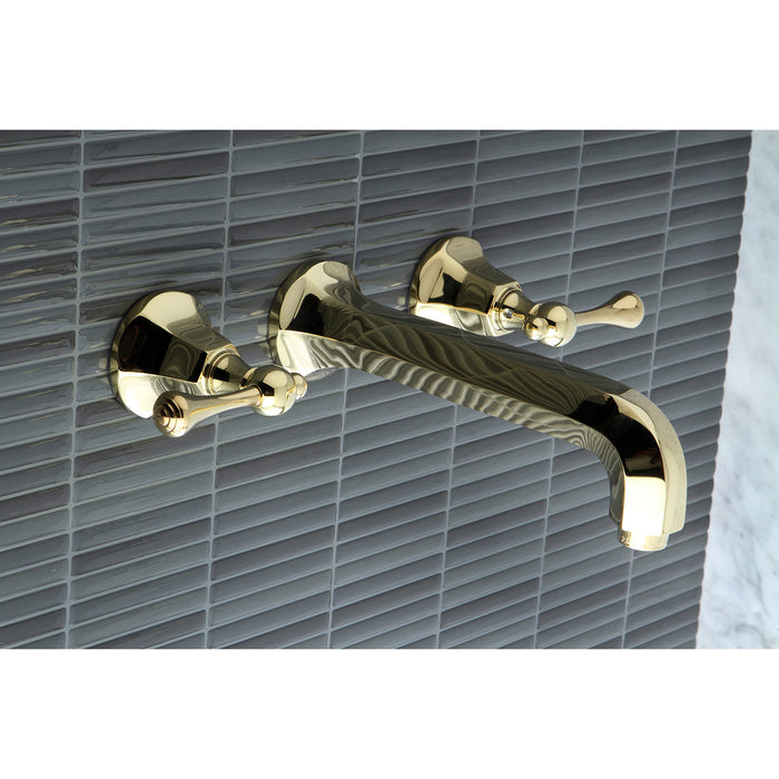 Metropolitan KS4122BL Two-Handle 3-Hole Wall Mount Bathroom Faucet, Polished Brass