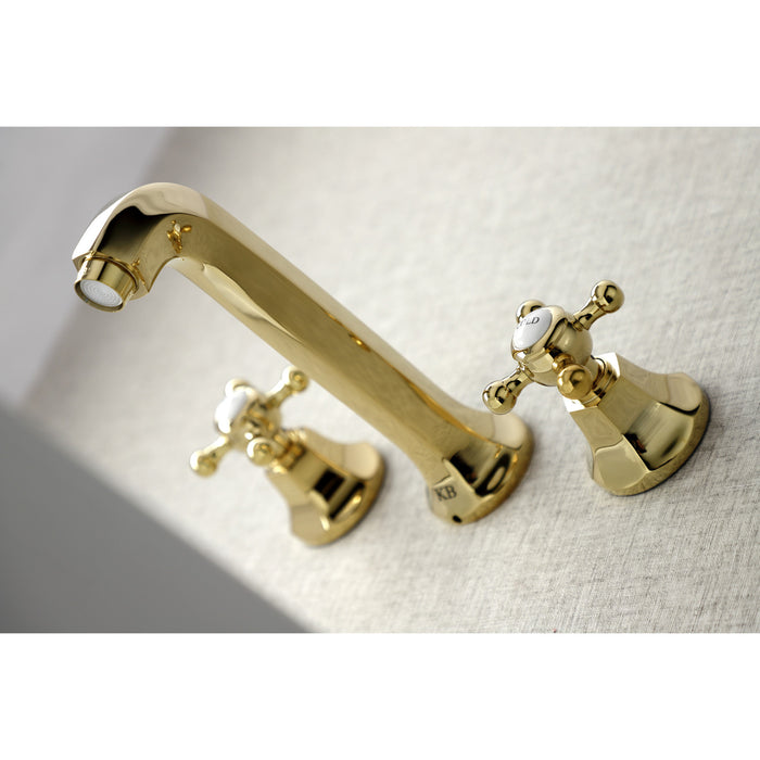 Metropolitan KS4122BX Two-Handle 3-Hole Wall Mount Bathroom Faucet, Polished Brass