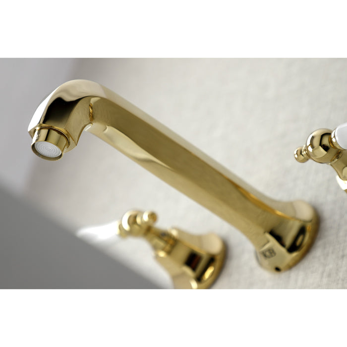 Metropolitan KS4122PL Two-Handle 3-Hole Wall Mount Bathroom Faucet, Polished Brass