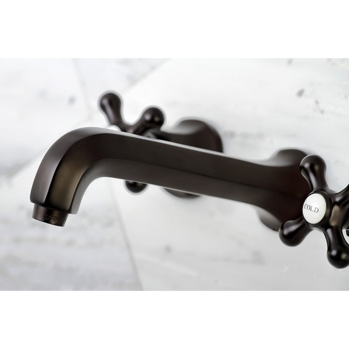 Kingston Tulare KS4125AX - Metropolitan Double-Handle 3-Hole Wall Mount Bathroom Faucet, Oil Rubbed Bronze
