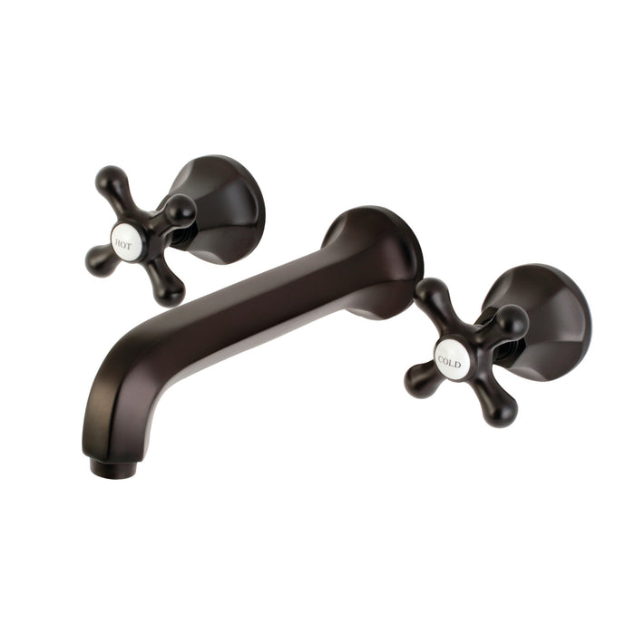 Kingston Tulare KS4125AX - Metropolitan Double-Handle 3-Hole Wall Mount Bathroom Faucet, Oil Rubbed Bronze