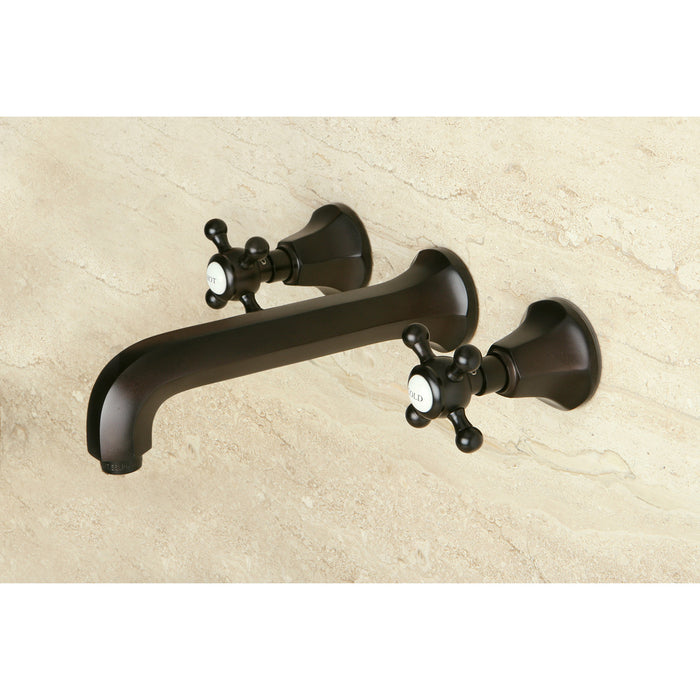 Kingston Tulare KS4125BX - Metropolitan Double-Handle 3-Hole Wall Mount Bathroom Faucet, Oil Rubbed Bronze