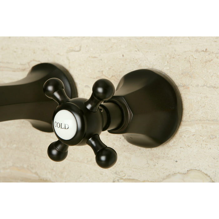 Kingston Tulare KS4125BX - Metropolitan Double-Handle 3-Hole Wall Mount Bathroom Faucet, Oil Rubbed Bronze
