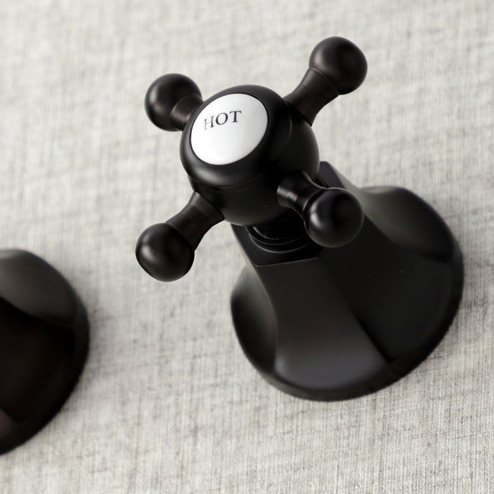 Kingston Tulare KS4125BX - Metropolitan Double-Handle 3-Hole Wall Mount Bathroom Faucet, Oil Rubbed Bronze