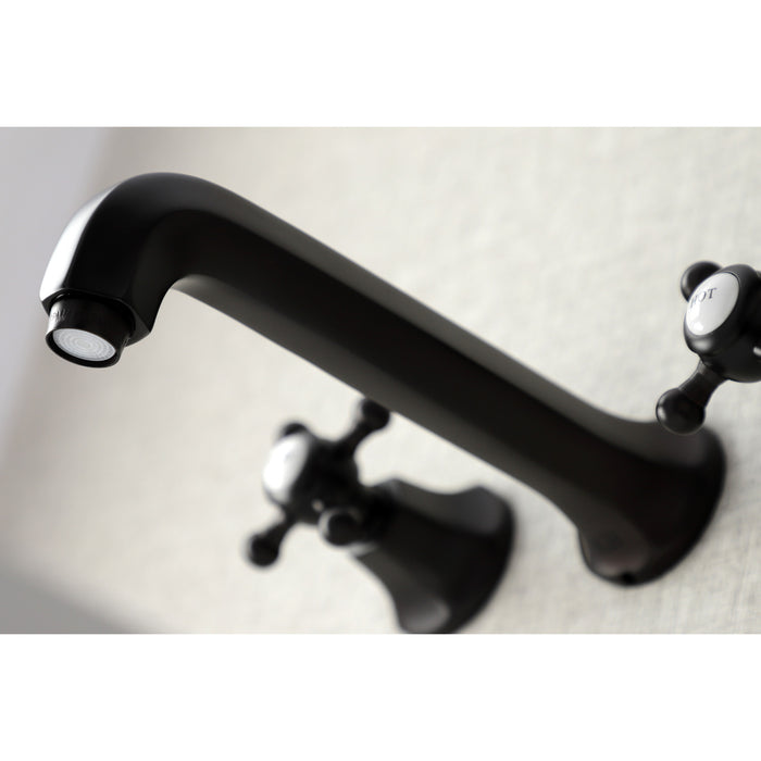 Kingston Tulare KS4125BX - Metropolitan Double-Handle 3-Hole Wall Mount Bathroom Faucet, Oil Rubbed Bronze