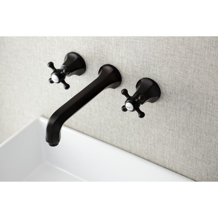 Kingston Tulare KS4125BX - Metropolitan Double-Handle 3-Hole Wall Mount Bathroom Faucet, Oil Rubbed Bronze
